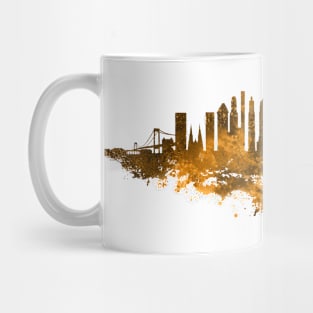 New York City Skyline Colorful Watercolor in rust orange and brown Mug